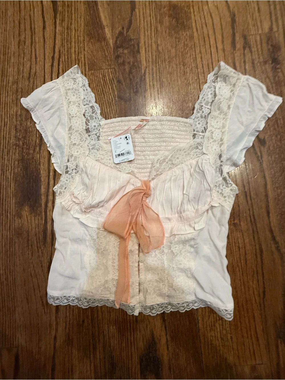 Free People Arlo Lace Too in Cream Pink - Picture 9 of 11